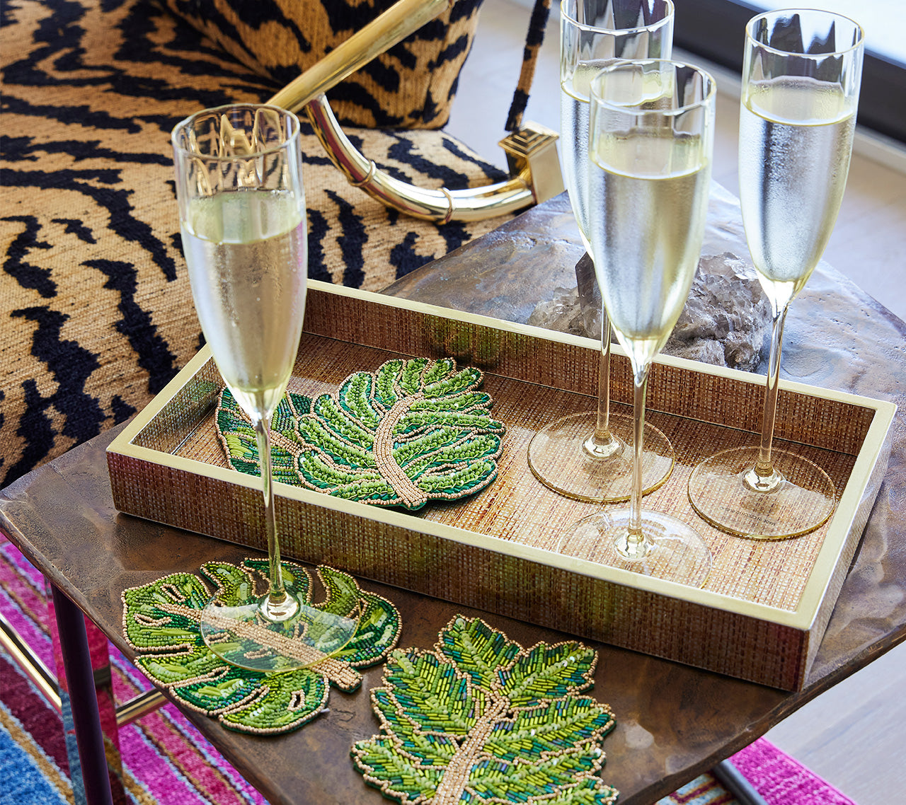 Kim Seybert Luxury Laurel Drink Coasters in a Gift Bag