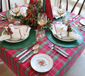 Xmas Plaid Tablecloth in Red, Green & Gold