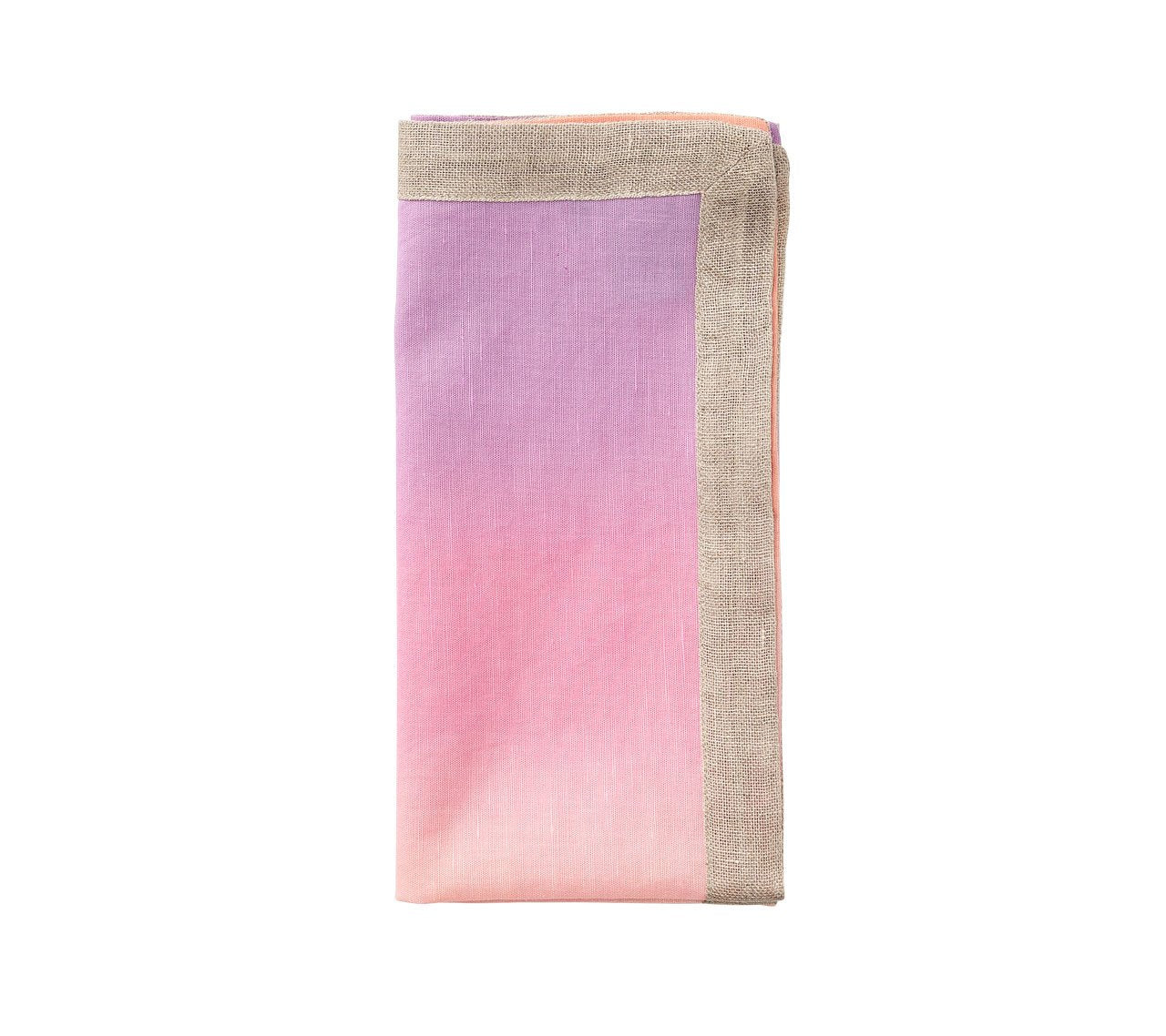 Kim Seybert Luxury Dip Dye Napkin in sorbet, folded