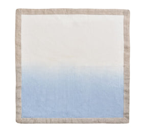 Kim Seybert Luxury Dip Dye Napkin in white & periwinkle, unfolded