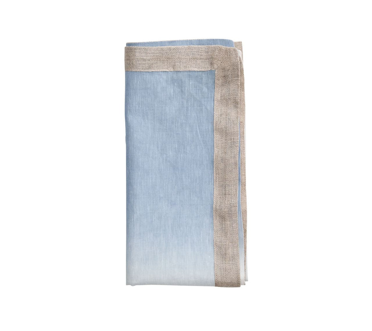 Kim Seybert Luxury Dip Dye Napkin in white & periwinkle, folded