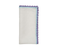Knotted Edge Napkin in White, Lilac & Blue, Set of 4