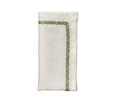 Kim Seybert Luxury Jardin Napkin in white & green, folded