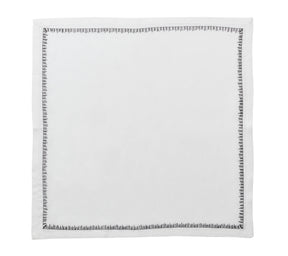 Kim Seybert Luxury Filament Napkin in White, Silver & Gunmetal