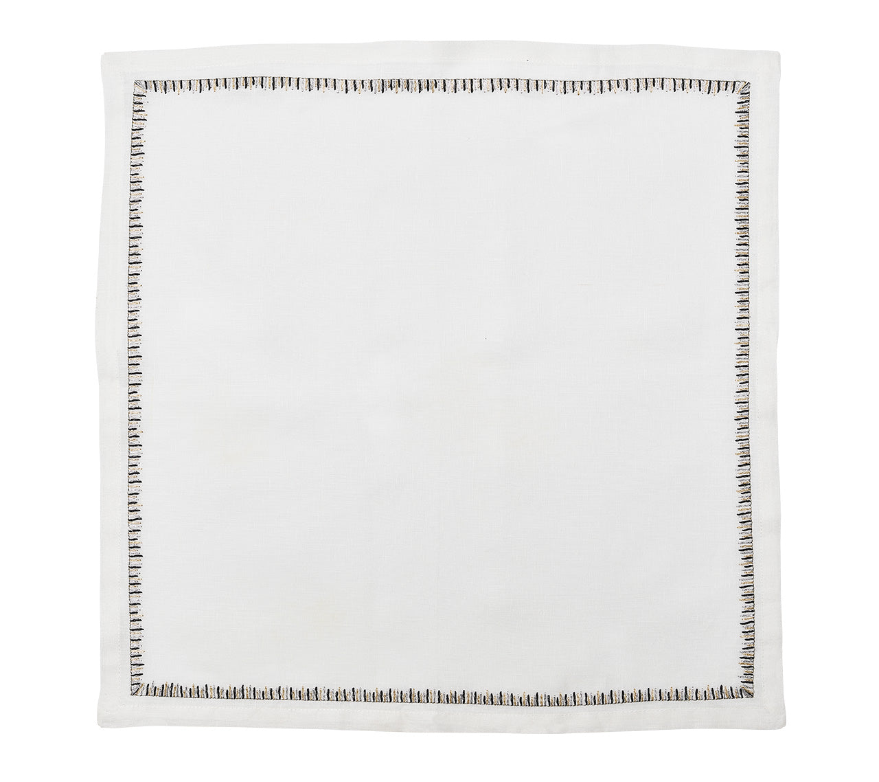 Kim Seybert Luxury Filament Napkin in White, Black & Gold