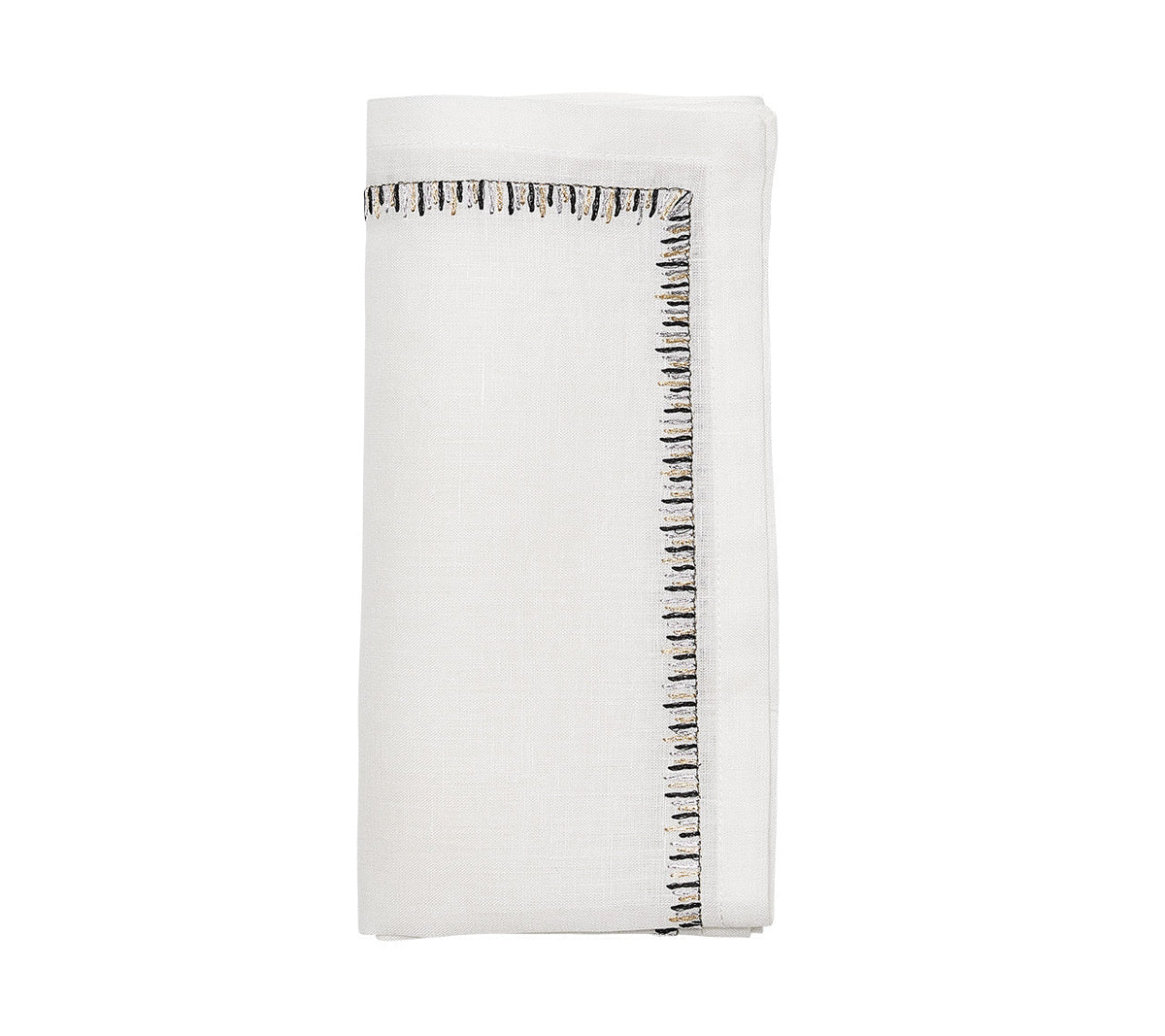 Kim Seybert Luxury Filament Napkin in White, Black & Gold