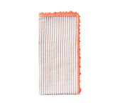Kim Seybert Luxury Seersucker Napkin in natural & orange, folded