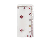 Kim Seybert Luxury Fez Napkin in White, Red & Gold