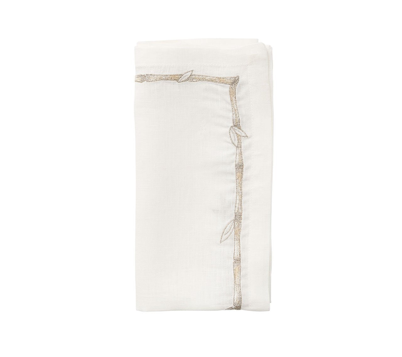 White Bamboo Napkin with a gold and silver border