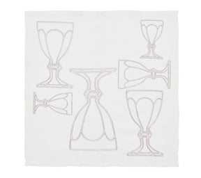 Harcourt Napkin in White & Silver, Set of 4 in a Gift Box
