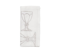 Kim Seybert Luxury Harcourt Napkin in White & Silver in a Gift Box