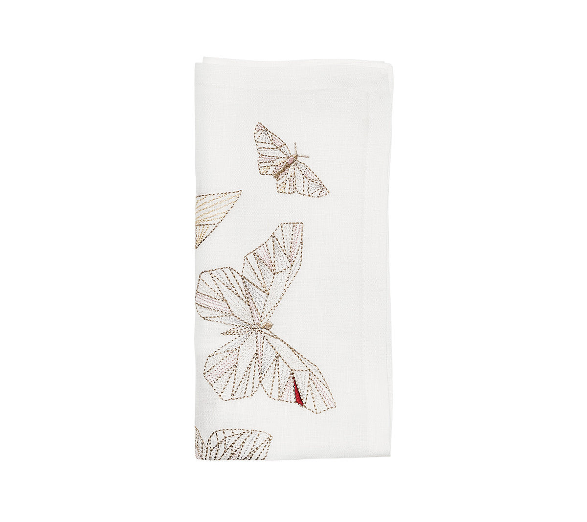 Diamant Butterflies Napkin in White & Multi, Set of 4 in a Gift Box