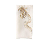 Kim Seybert Luxury Imperial Dragon Napkin in White, Gold & Silver