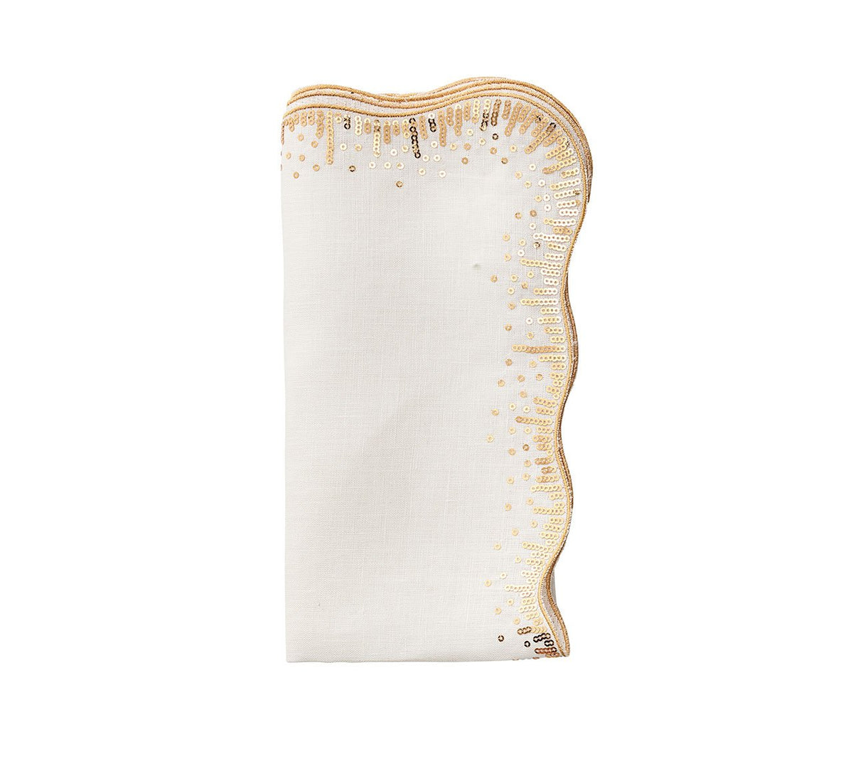 Kim Seybert Luxury Sequin Spray Napkin in White & Gold