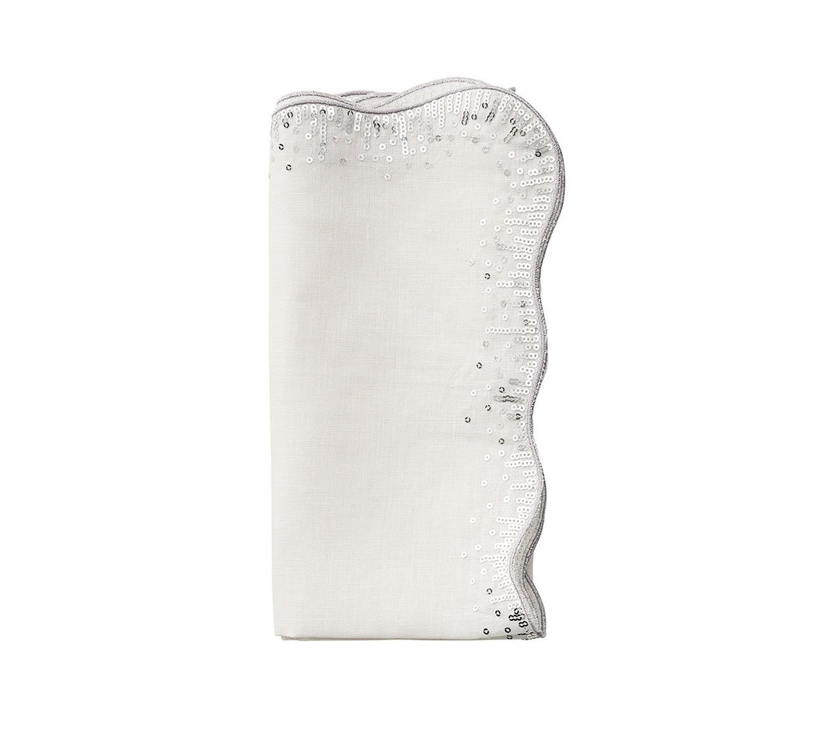 Kim Seybert Luxury Sequin Spray Napkin in White & Silver