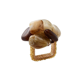 Kim Seybert Luxury Sea Stone Napkin Ring in Beige