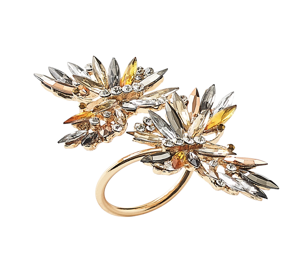 Butterflies Napkin Ring in champagne & crystal