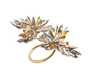 Kim Seybert Luxury Butterflies Napkin Ring in Champagne & Crystal in a Gift Box