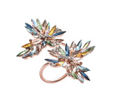 Multicolored rhinestone and jeweled Butterflies Napkin Ring with a rose-gold metallic ring