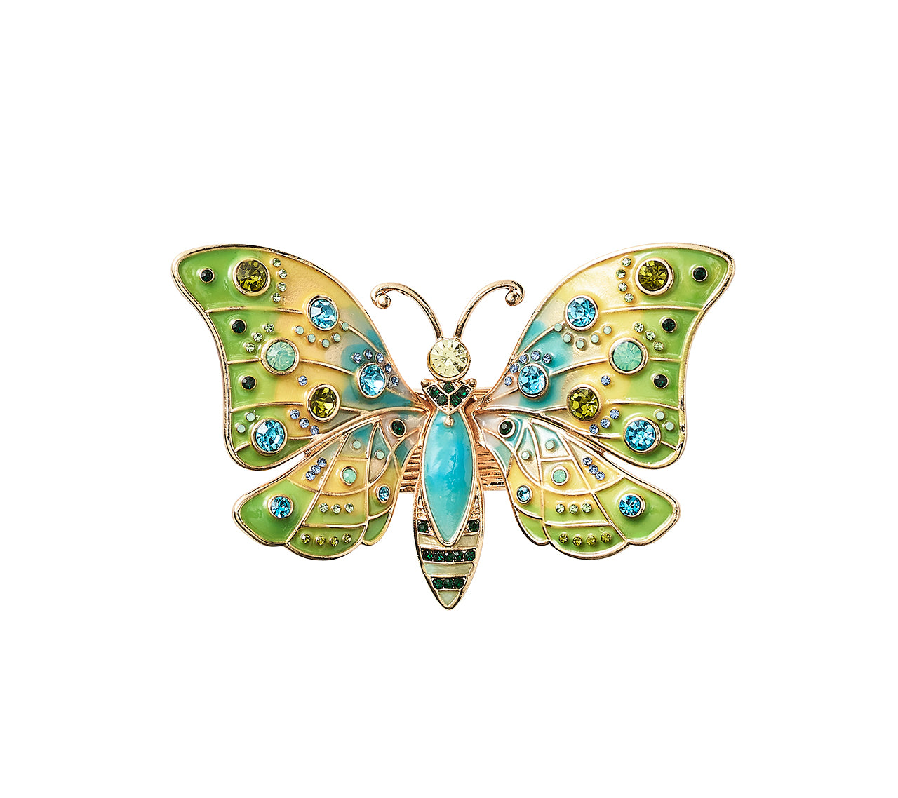 Butterfly Arbor Napkin Ring in blue & green with hand-painted rhinestones