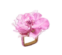 Lilac Gardenia Napkin Ring fashioned after the flower of the same name, which sits on a beaded ring base