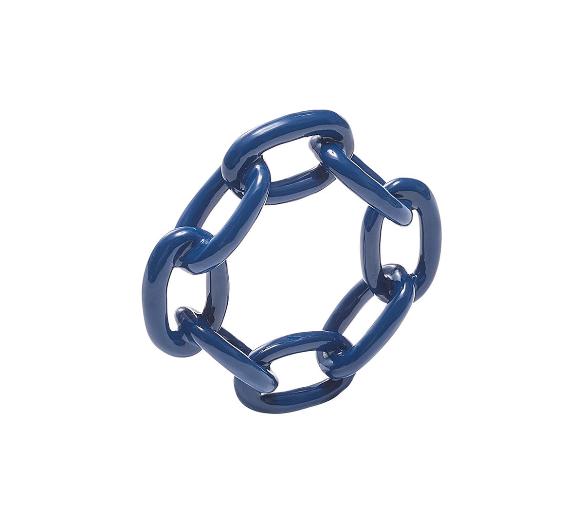 Enamel Chain Link Napkin Ring in Navy, Set of 4