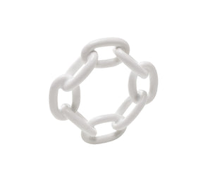 Enamel Chain Link Napkin Ring in White, Set of 4