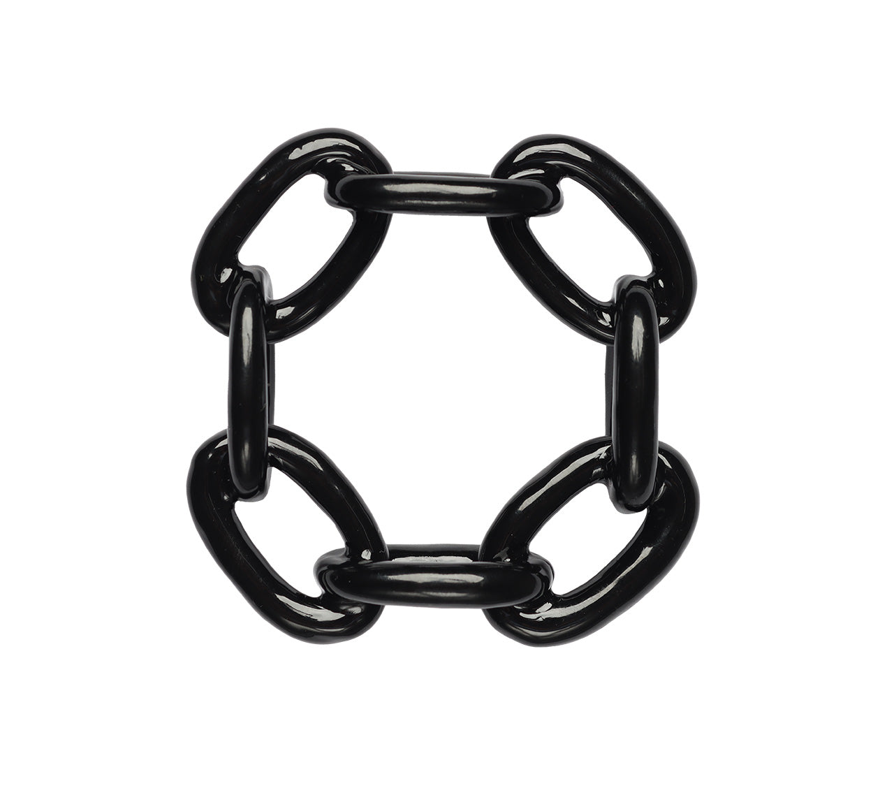Enamel Link Napkin Ring in Black, Set of 4 in a Gift Box