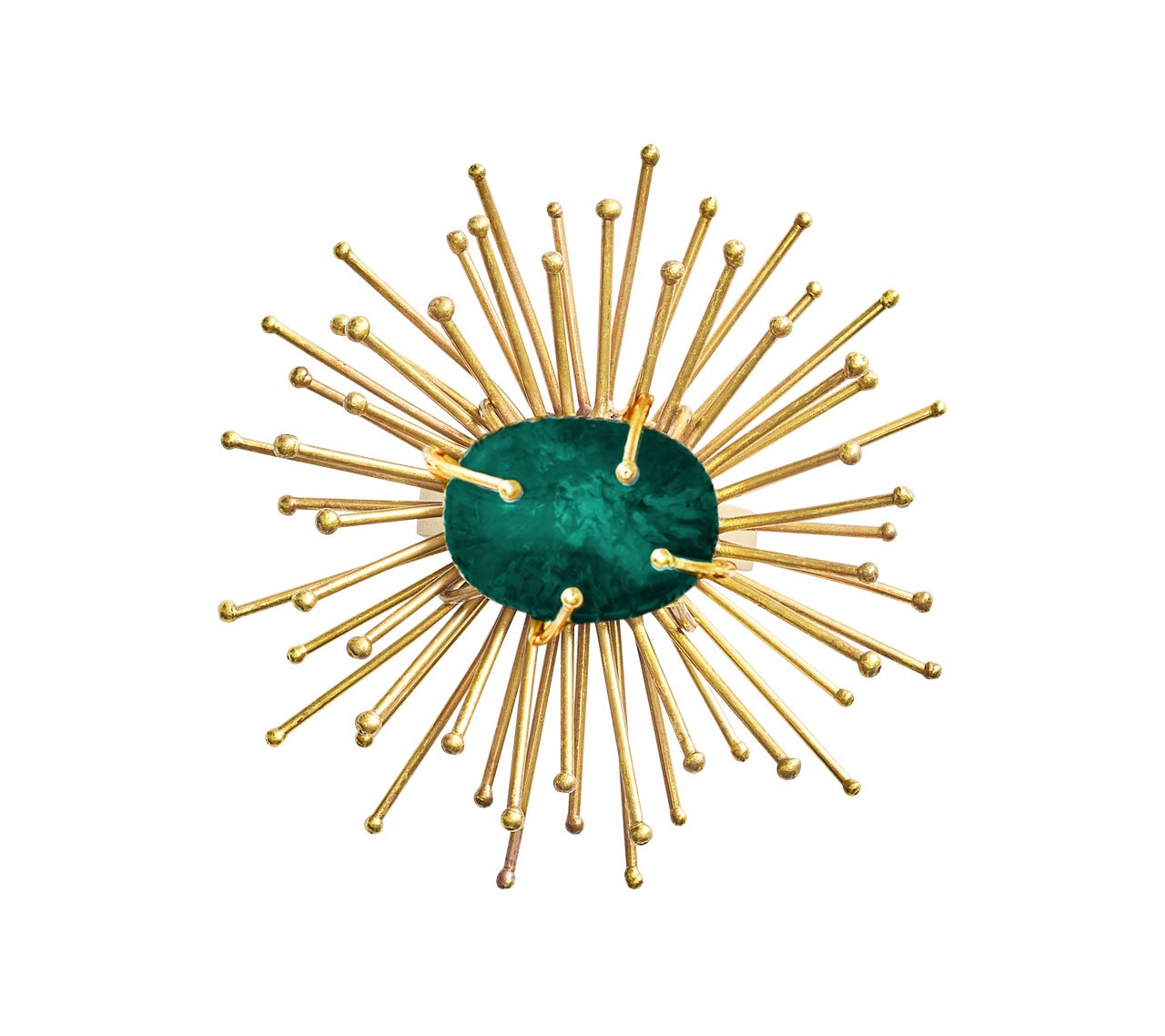 Kim Seybert Luxury Flare Napkin Ring in Gold & Emerald