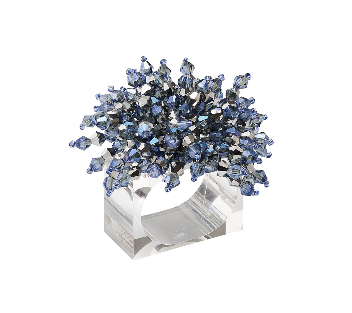 Kim Seybert Luxury Brilliant Napkin Ring in Midnight & Silver