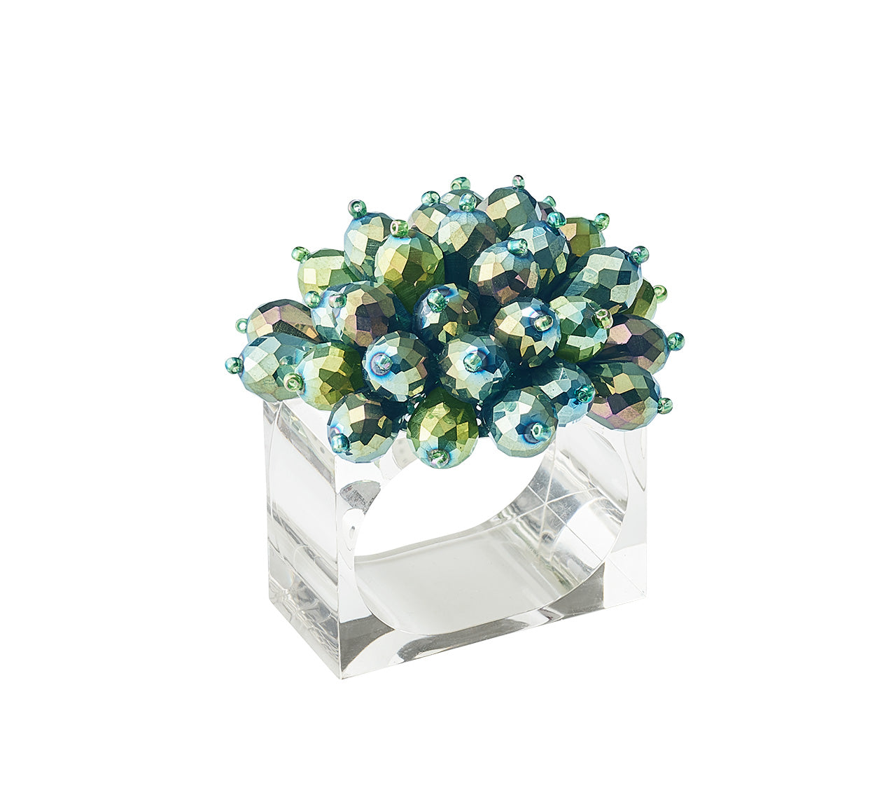 Kim Seybert Luxury Zinnia Napkin Ring in Olive & Green