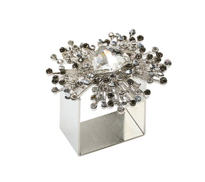 Kim Seybert Luxury Gem Burst Napkin Ring in Crystal & Silver in a Gift Box