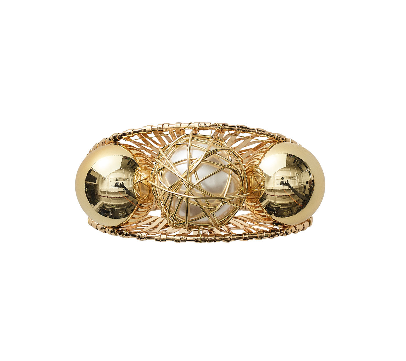 Kim Seybert Luxury Regent Napkin Ring in Ivory & Gold