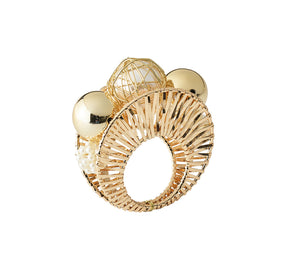 Kim Seybert Luxury Regent Napkin Ring in Ivory & Gold
