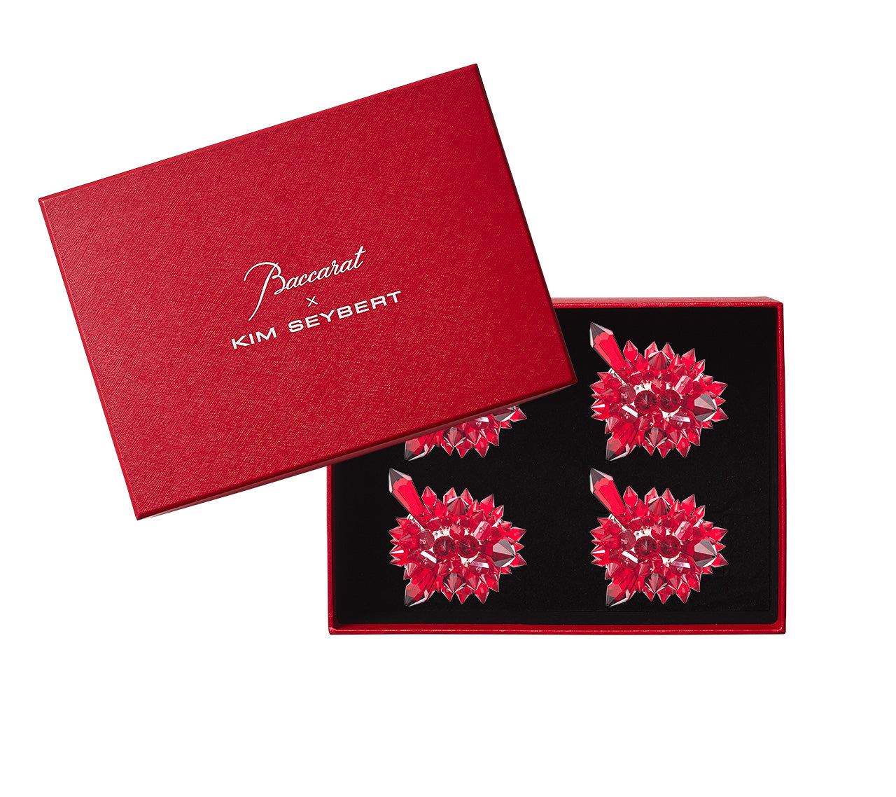 Kim Seybert Luxury Zénith Napkin Rings in Red in a Gift Box