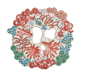 Kim Seybert Luxury Cozumel Placemat in Turquoise, Coral, & Gold