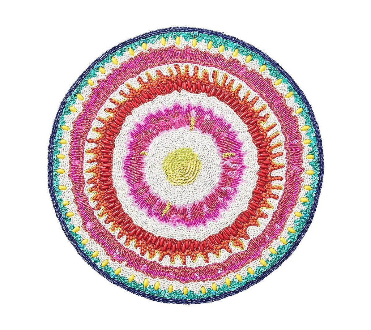 Round, beaded, multi-colored Chakra Placemat 