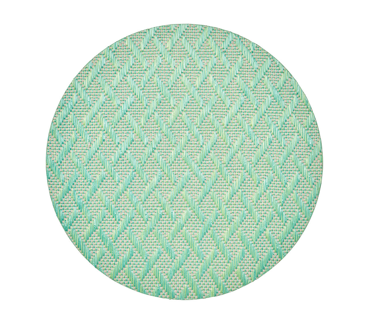 Round Basketweave Placemat in lime and marine