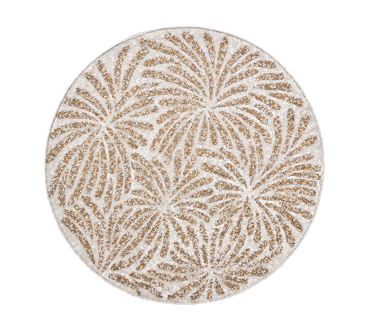  Round Fireworks Placemat in metallic silver and gold 