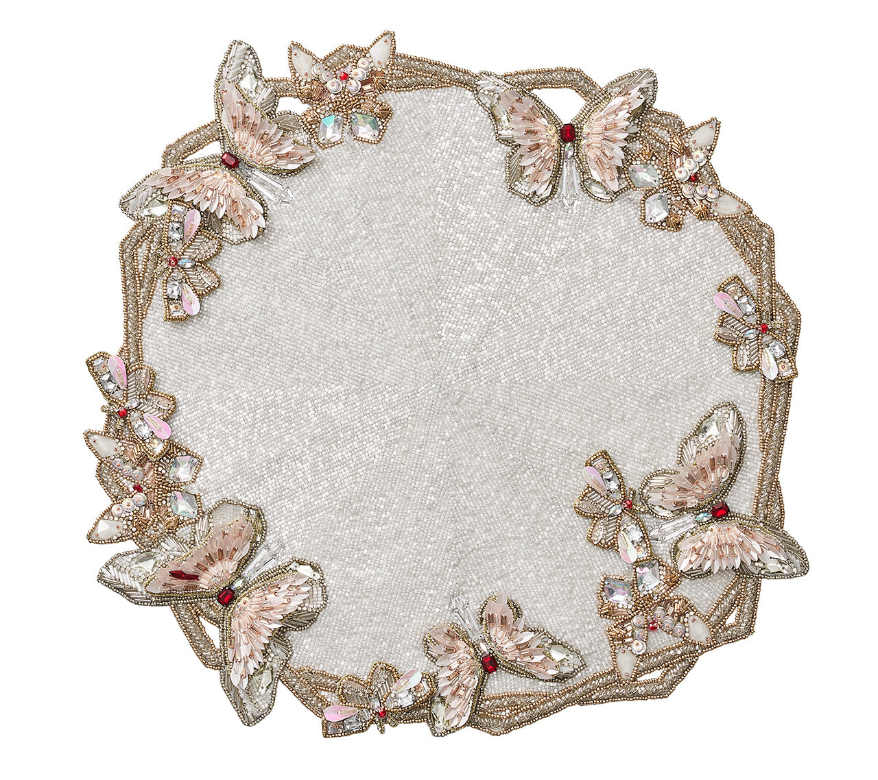 Diamant Butterflies Placemat in White & Blush, Set of 2 in a Gift Box