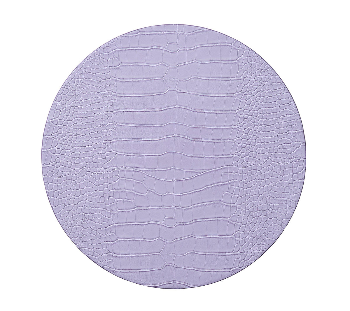 Round Croco Placemat with an embossed faux crocodile pattern in lilac