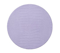 Round Croco Placemat with an embossed faux crocodile pattern in lilac