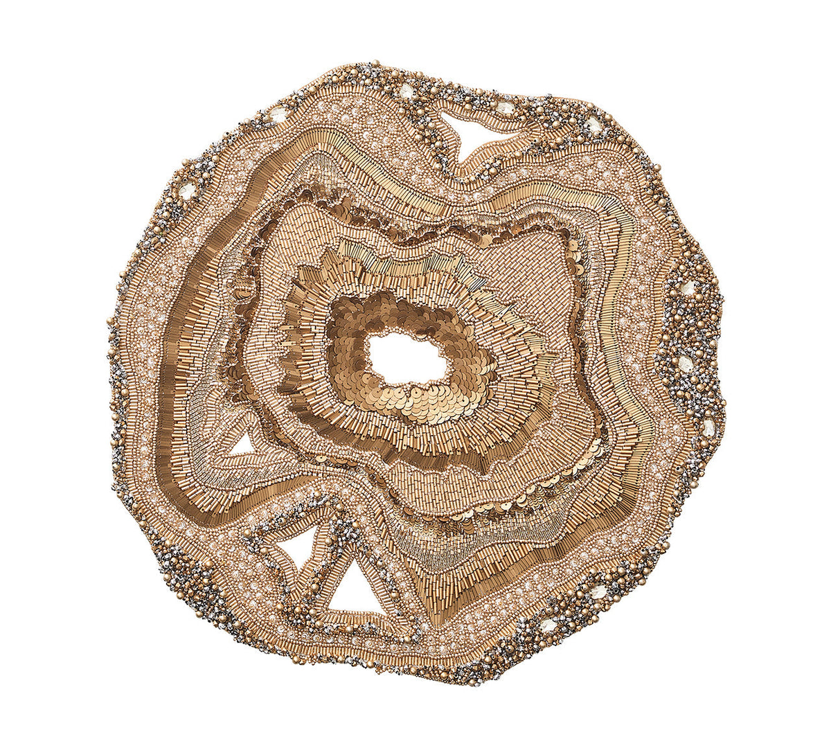 Kim Seybert Luxury Beaded Agate Placemat in Champagne & Crystal