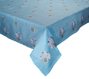 Kim Seybert Luxury Flores Tablecloth in Turquoise & Green
