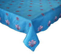 Kim Seybert Luxury Flores Tablecloth in Turquoise & Navy