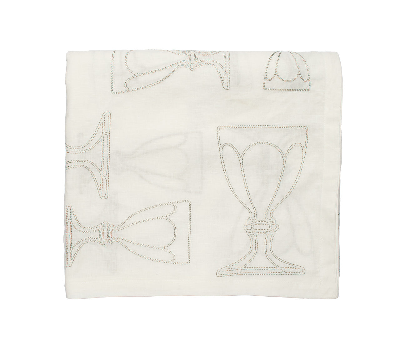 Kim Seybert Luxury Harcourt Tablecloth in White & Silver