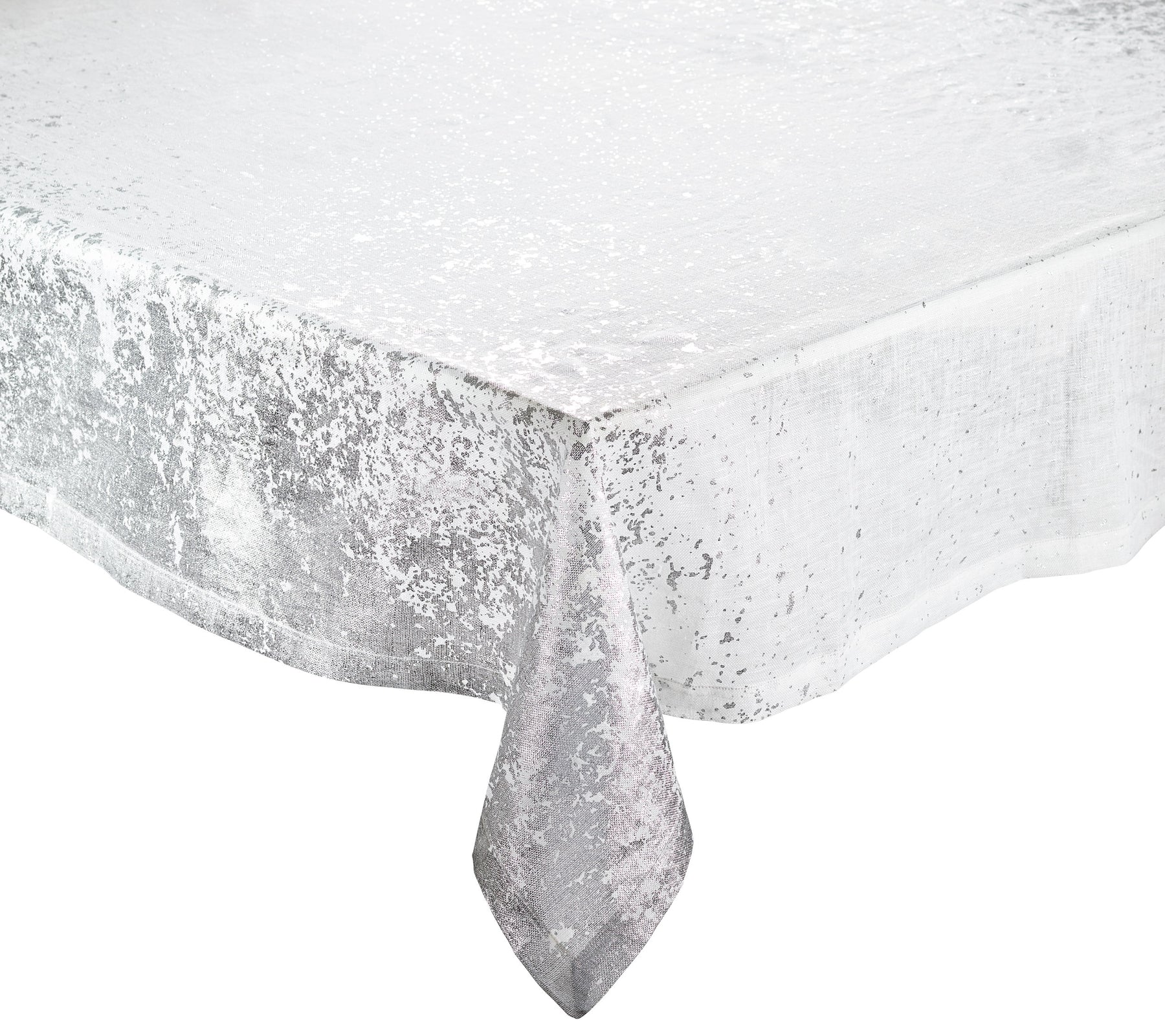 Kim Seybert Luxury Metafoil Tablecloth in White & Silver