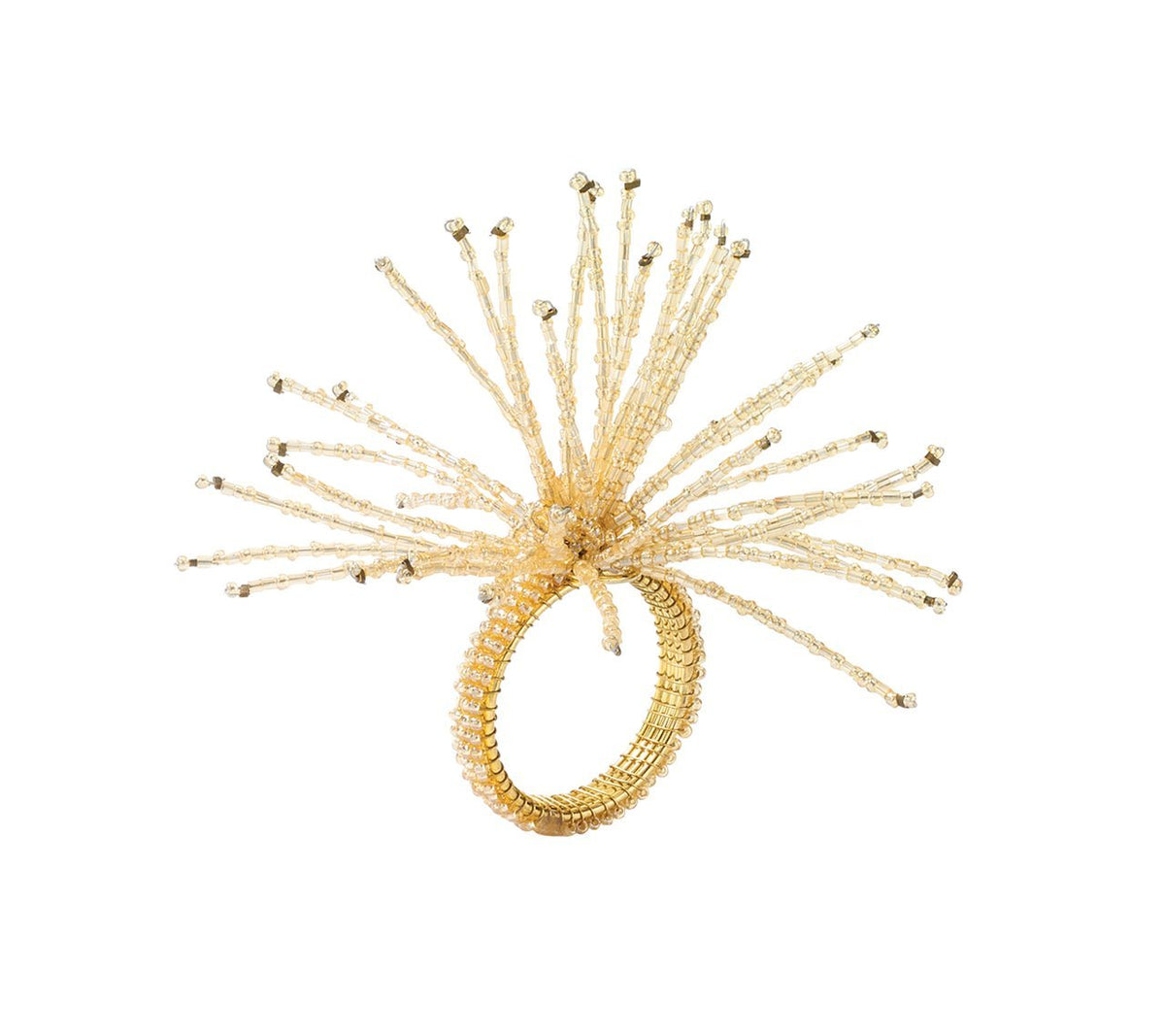 Kim Seybert Luxury Spider Bead Burst Napkin Ring in Champagne