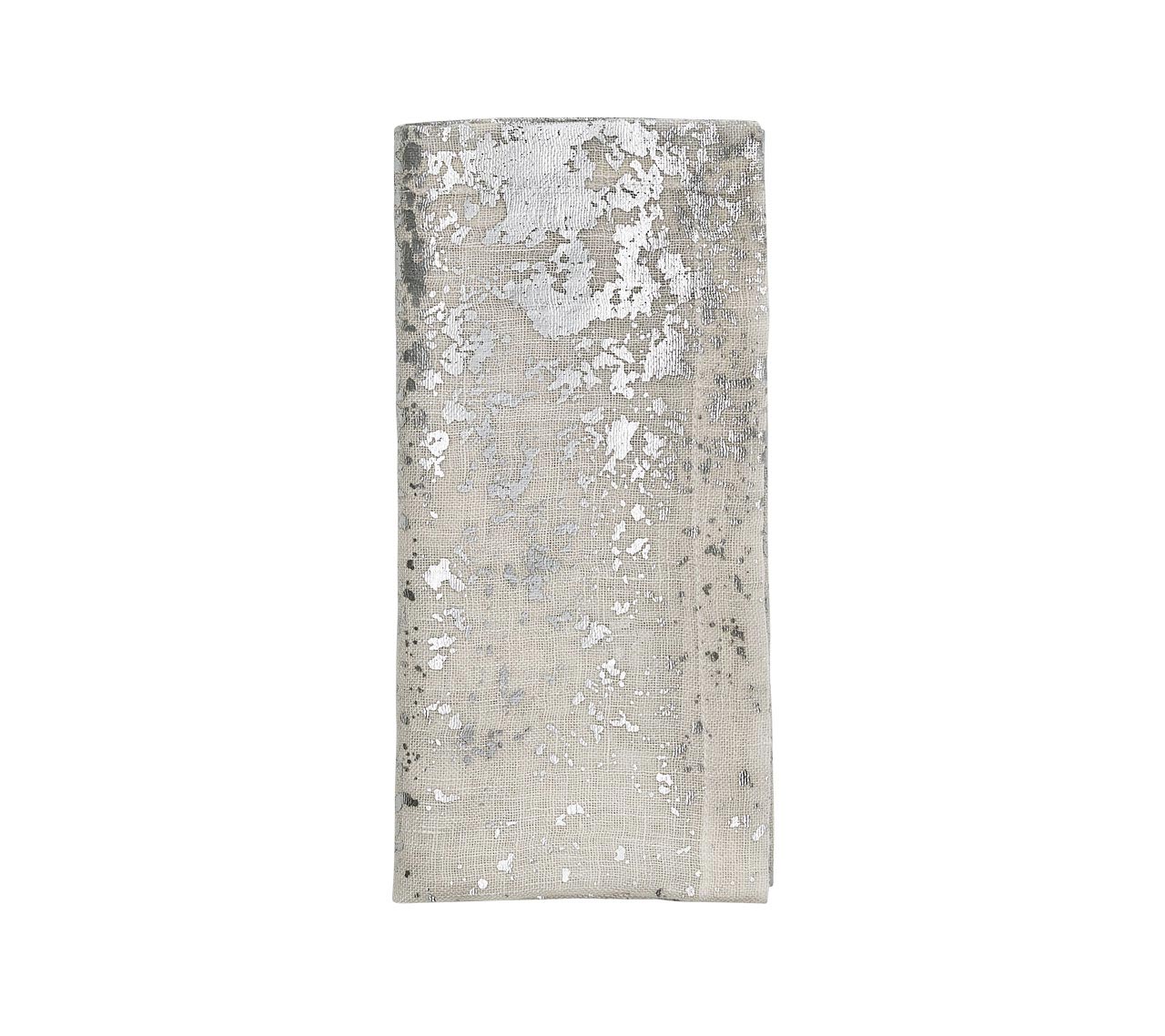 Kim Seybert Luxury Metafoil Napkin in White & Silver